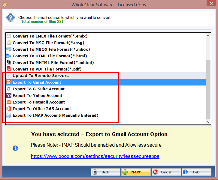 Select Source Email file format to Convert Email files